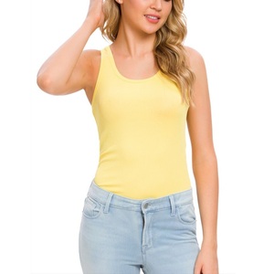 Débardeur d'été décontracté pour femmes-Style dos nu col en V solide tricoté 100% coton séchage rapide respirant avant vêtements d'extérieur bretelles - Product Image 3