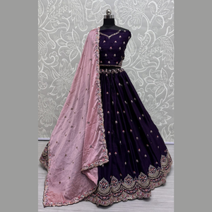 Derniers vêtements de soirée indiens de créateur Collection Lehenga de Royal Export Surat Gujarat Grossiste de broderie assortie - Product Image 2