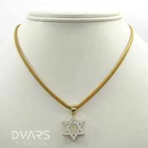 Colgante Estrella de David de Plata de Ley 925 Bañado en Oro con Moissanita, Lujoso, con Engaste de Garra Bañado en Rodio, Colgantes y Dijes - Product Image 3