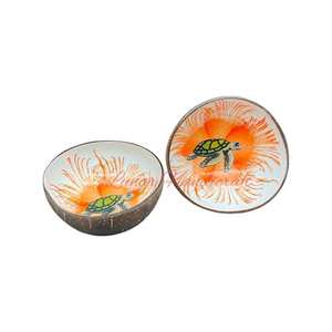 Bols en coquille de noix de coco laqués écologiques faits à la main bols à fruits décoratifs au design coloré fabriqués au Vietnam - Product Image 5