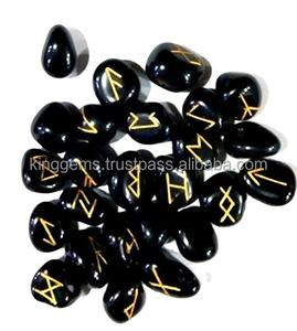 ENSEMBLES DE RUNE D'OBSIDIENNE NOIRE NATURELLE Offre Spéciale DE MEILLEURE QUALITÉ CRISTAUX DE GUÉRISON 25 PIÈCES ENSEMBLE DE RUNE EN AGATE - Product Image 1