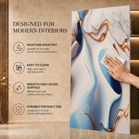 Panel Decorativo de Pared de PVC con Patrón Dorado, Lámina de Mármol UV Rosa Blanco MORLENX