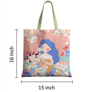 Grand sac fourre-tout en toile pour jardin féerique, avec fermeture éclair, résistant à l'eau, motif dessin animé, doux, idéal pour les saisons d'automne et de printemps - Product Image 6