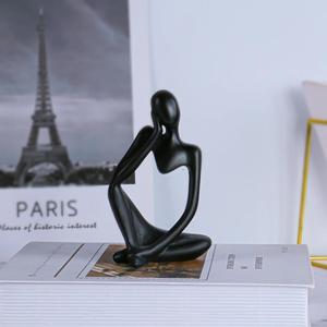 ภาพแอบสแตรกต์รูปปั้นมนุษย์สีดำสำหรับตกแต่งภายในงานหัตถกรรมโลหะของขวัญวันวาเลนไทน์รูปปั้นมนุษย์นั่งแบบสั่งทำได้ - Product Image 2