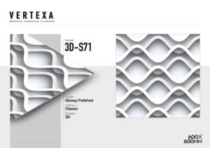 Azulejos de Cerámica de Porcelana Pulida de Aspecto Abstracto de 24x24 Pulgadas, Superficie Brillante 3D S71, Azulejos de 600x600 mm para Salón y Dormitorio de Diseño - Product Image 2