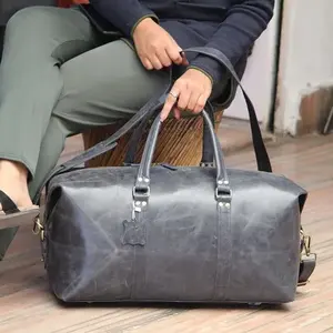 फैशन लेदर स्पोर्ट्स ट्रैवल ड्रॉप शिपिंग यात्रा और सामान के लिए अनुकूलित असली लेदर डफ़ल बैग प्रीमियम लेदर बैग