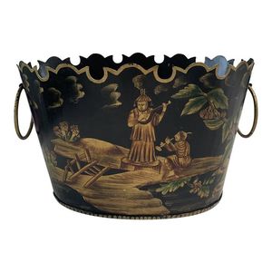 ถังขยะเหล็กสไตล์โบราณสำหรับตกแต่งตะกร้าขยะโลหะทาสีด้วยมือรูปทรงย้อนยุค - Product Image 6