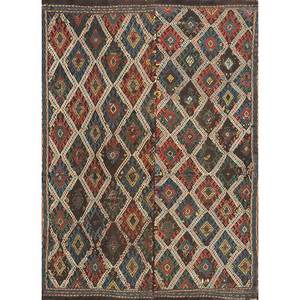 พรมขนสัตว์สีเบจและสีน้ำตาลแบบคลาสสิกของ Nayaab ลายเรขาคณิตสี่เหลี่ยมผืนผ้า ทำด้วยมือ สำหรับห้องนั่งเล่นหรือห้องนอน-Paem-969 - Product Image 1