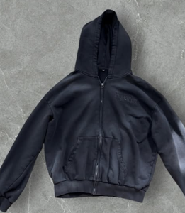 Camo en relief en détresse Sun Faded Vintage Acid Wash Boxy Fit Mask Full Zip Hoodie-High Fleece Hoodie - Product Image 5