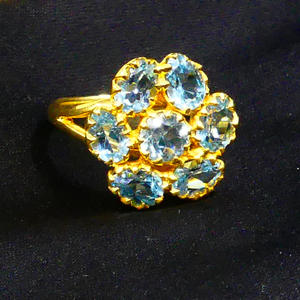 Traditional <b>Sterling</b> <b>Silver</b> 925 Gold Plated Blue Topaz Gemstones Cheap Classic Elegant Trendy Ladies Wear <b>Ring</b> - Product Image 4