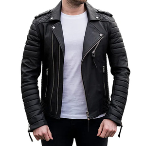 Veste tendance en cuir pour hommes, motards, vélo à séchage rapide, respirant, col montant, vestes en cuir de moto, vente en gros OEM - Product Image 1