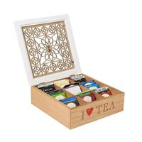 Boîte à thé rectangulaire en bois faite à la main - Personnalisable en gros