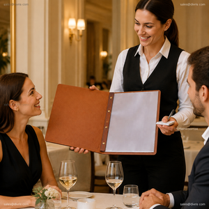 Protège-menu en cuir PU avec anneaux métalliques pour restaurants et hôtels – Couleurs et tailles personnalisables, capacité multi-pages, rivets en laiton - Product Image 3