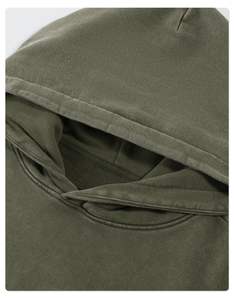 Pull unisexe en coton 100% délavé à l'acide, brodé, léger, écologique, respirant, en polaire, logo personnalisé sur le devant, surdimensionné, long - Product Image 4