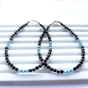 Collar de Cuentas de Ágata Negra para Mujer con Cierre Plateado, Joyería de Piedras Preciosas de Moda para Bodas y Aniversarios - Product Image 3