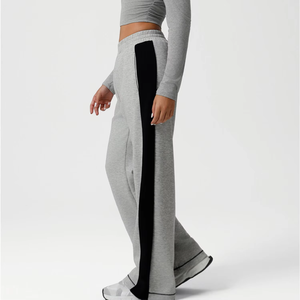 Pantalons de yoga d'hiver de style streetwear athlétique avec tissu en toile, design à cordon de serrage, couleur unie, jambes larges et poches latérales - Product Image 5
