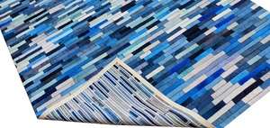 Tapis en cuir de vachette patchwork fait main, véritable fourrure, pour décoration intérieure - Product Image 5