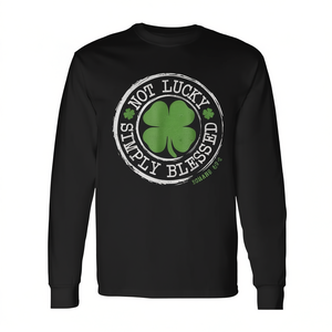 T-shirt à manches longues Not Lucky Simply Blessed, design trèfle vert, chemise pour la Saint-Patrick - Product Image 2