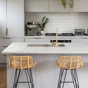 2025 nuevo aspecto de mármol Panel de piedra Artificial Calacatta blanco gris vena cuarzo losas encimeras para tocador superior cocina isla Bar - Product Image 3