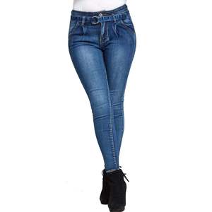 Pantalones vaqueros informales para mujer con logotipo personalizado de alta calidad con bolsillos Diseño de vaqueros rectos transpirables - Product Image 2