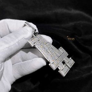 Lujo 925 Plata Moissanite diamante LA letra colgante collar diseño personalizado Hip Hop joyería Fabricación de fábrica - Product Image 4