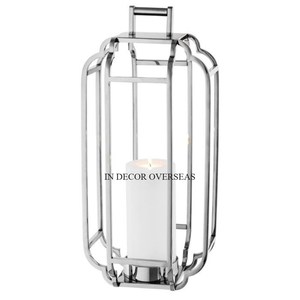 Linterna de portavelas hecha de vidrio transparente de la mejor calidad con diseñador de cuerda y mango para el mejor Frip con tapa superior de metal de color plateado - Product Image 4