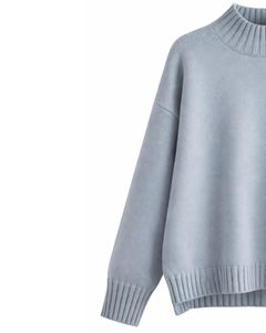 Ensemble de détente en tricot pour femmes, pull à col rond bleu clair et pantalon à taille élastique, tenue décontractée d'hiver en deux pièces pour femmes, confortable - Product Image 4