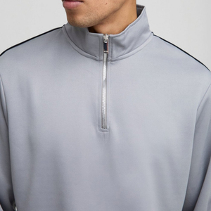 เสื้อแจ็กเก็ตสีเทาเงินสำหรับผู้ชาย, ชุดวอร์มทรงหลวมซิปครึ่งตัว - Product Image 3