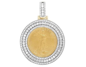High Quality Hip Hop Sterling <b>Silver</b> With Round Moissanite Round Diamond <b>Charm</b> Pendant For Men Women - Product Image 1