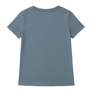 Camiseta de Manga Corta con Cuello en V para Mujer, Color Azul Pizarra, 100% Algodón Orgánico de Lujo, Preencogido, Certificado GOTS, Premium, Suave, Transpirable y Ajustada - Product Image 2