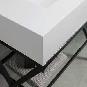 Meuble de salle de bain sur pied de 80 cm avec étagère en verre Madeira et support en métal - Product Image 4