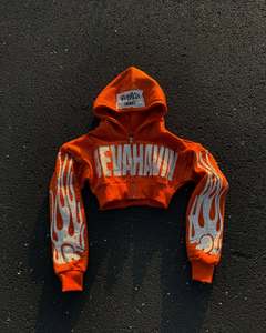 Fabricant de vêtements personnalisés Streetwear Vintage Boxy Fit Acid Washed Cotton Heavy Weight Cropped Women Rhinestone Hoodies - Product Image 5