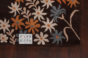 Alfombra de área de modelo con logotipo moderno de lana de Nueva Zelanda 100%, diseño Floral marrón, alfombrilla de suelo de alta calidad para comedor en casa personalizada - Product Image 5
