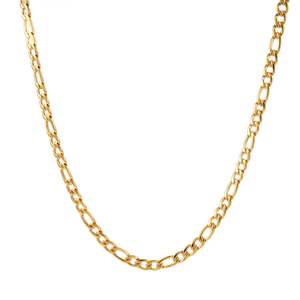 Chaîne Figaro en or jaune 14 carats 4 mm, chaîne à maillons classique et tendance, motif croisé pour cadeau de mariage, fiançailles, avec diamant et perle - Product Image 5