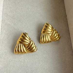 Pendientes de Botón Triangulares de Plata de Ley Chapados en Oro, Joyería Elegante Vintage para Bodas, Regalo de Cumpleaños o Aniversario para Mujer, OEM/ODM - Product Image 2