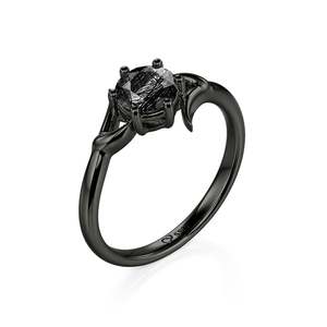 Jeulia Thorn Bypass <b>Black</b> Rutilated Quartz Engagement <b>Ring</b> - Product Image 2