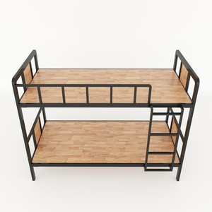 Assembly Bunk <b>Bed</b> Durable Iron Frame 210x105x160cm Rubber Wood GT002 Industrial <b>Space</b>-<b>Saving</b> Home Furniture for Warehouse Home - Product Image 2