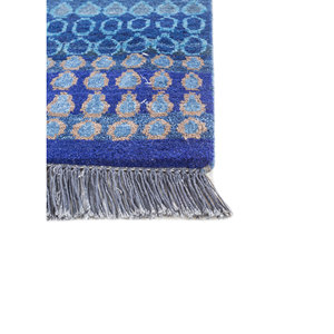 Tapis Manchaha bleu noué à la main en laine et soie de bambou, épaisseur 10 mm, motif géométrique abstrait, rectangulaire, pour la maison et le couloir, modèle Les-2522 - Product Image 4