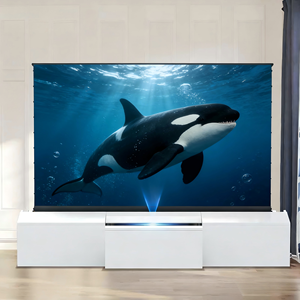 PerfecTisan Mueble para <span class=keywords><strong>TV</strong></span> Láser Blanco Todo en Uno de <span class=keywords><strong>100</strong></span> <span class=keywords><strong>Pulgadas</strong></span> con Proyección Ultra Corta para Pantalla de Proyección UST ALR que se Levanta del Suelo - Product Image 5