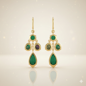 Boucles d'oreilles pendantes en pierre précieuse verte Hydro 8 mm rondes 10*12 mm pour femmes, argent sterling 925 plaqué or 18 carats, cadeau de bijoux - Product Image 5