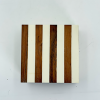 Ensemble de 4 sous-verres en bois d'acacia de haute qualité au design moderne, sous-verres en époxy pour tasses à thé et à café, avec support de table pour la maison