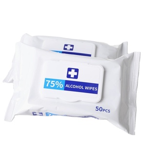 Uniquality Lingettes alcoolisées à 75 %, 50 pièces, fournitures de nettoyage antibactériennes médicales pour adultes - Product Image 1