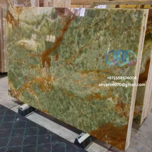 Dalles d'onyx polies de luxe en marbre vert, orange et bleu pour la cuisine et la décoration intérieure - Product Image 1
