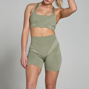 Señoras nuevo botín de cintura alta Push up ropa de gimnasio sin costuras Scrunch Butt deportes Fitness Yoga pantalones cortos mujeres con su propio logotipo - Product Image 3