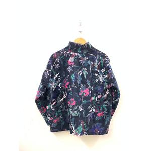 เสื้อแจ็คเก็ตกำมะหยี่พิมพ์ลายสีน้ำเงินกรมท่า พร้อมลายพิมพ์นกพฤกษศาสตร์สำหรับฤดูใบไม้ร่วง-สวนยามเที่ยงคืน - Product Image 3