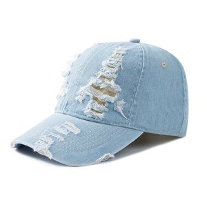 Heavy Fade Distressed Cap en Blue Denim Look pré-vente en gros personnalisé avec sangle en métal réglable - Product Image 5