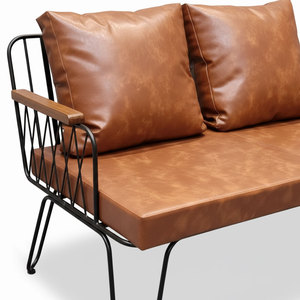 Sofá Industrial de 2 Plazas en Cuero Sintético con Forma Cuadrada y Estructura de Hierro SFB68062 - Product Image 3