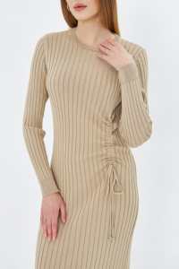 Women's Gathered Ribbed Stylish and Comfortable Knitwear <b>Dress</b> - Product Image 5