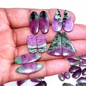 Rubí Natural de gran calidad en zoisita, par de piedras preciosas disponibles, mezcla de formas y tamaños, cabujón, piedras preciosas sueltas para usar en la fabricación de joyas - Product Image 3