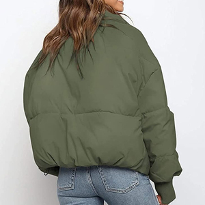 Ropa de invierno verde gruesa para exteriores, bombardero para mujer, chaqueta acolchada, abrigos, ropa hinchada, abrigo corto de burbujas, chaquetas para mujer - Product Image 3